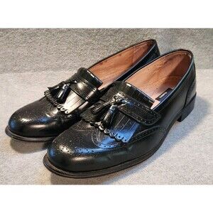Bostonian By Clarks Classic First Flex Wingtip Tassel Loafers Black Size 12M
